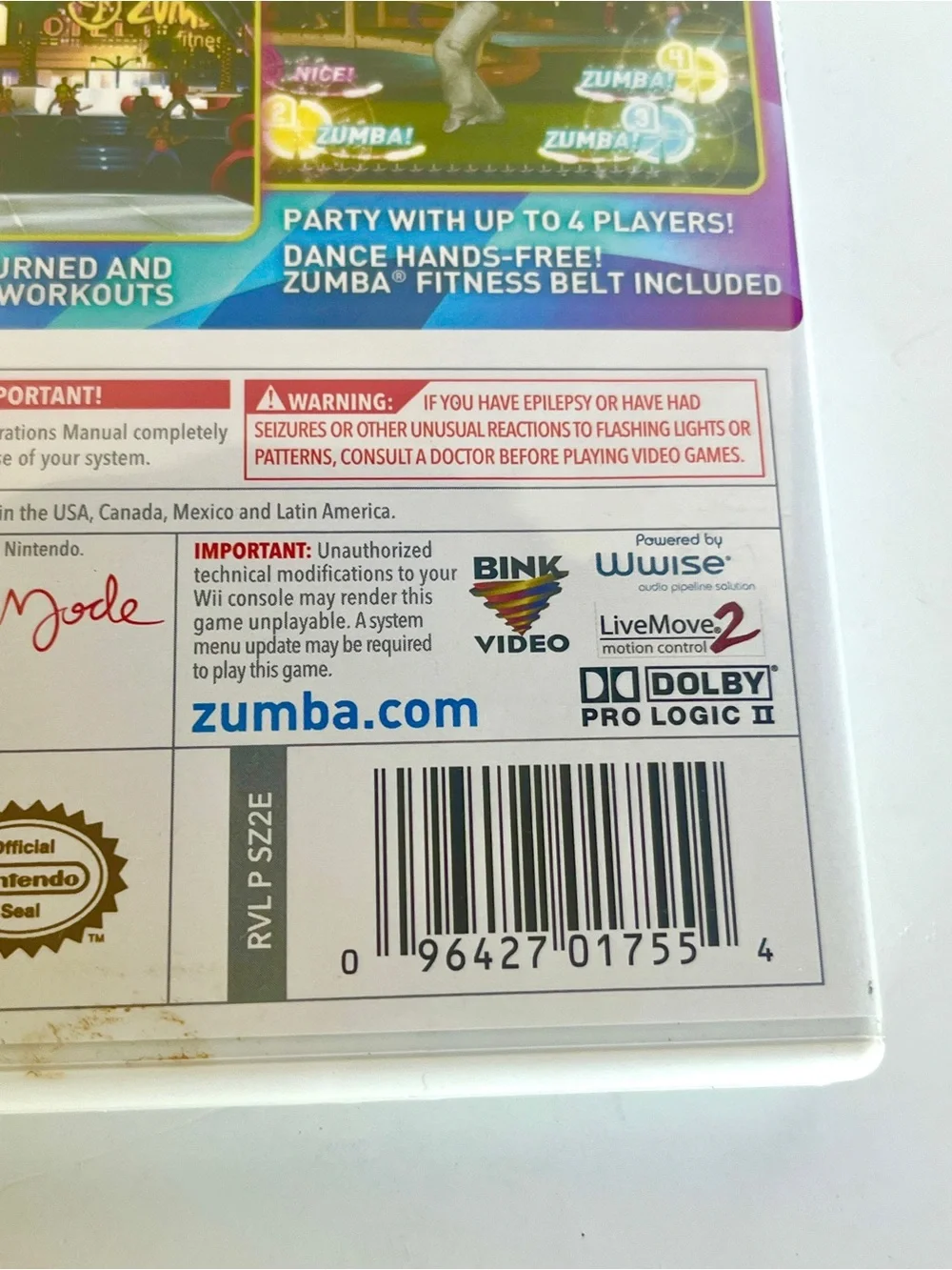 Zumba Fitness 2 Wii Game Disc – Blue, Purple, Yellow Artwork
